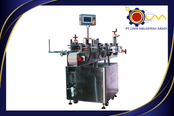 Mesin pelabel botol bulat otomatis LA250 untuk lini produksi.